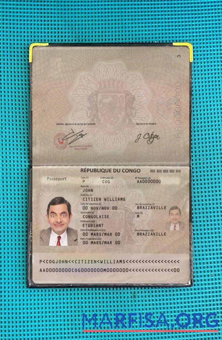 Realistic Congo passport (2014 present) photo look sample